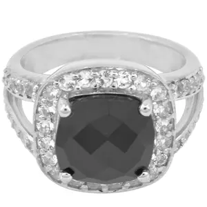 Affinity Gems Black Spinel & White Topaz Ring,terling