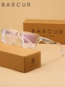 BARCUR Simple And Fashionable Business Style Unisex Anti Blue Light Glasses, Classic And Versatile Square Frame Eyewear For Watching Computers, Office Games, Reducing Blue Light, Comfortable Nose Pads