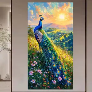 1pcs 5D DIY diamond painting set, 5D diamond art set, DIY decoration, peacock landscape diamond painting set with full round diamonds DIY, mosaic, diamond art, DIY art home decoration, suitable for Halloween and Christmas.