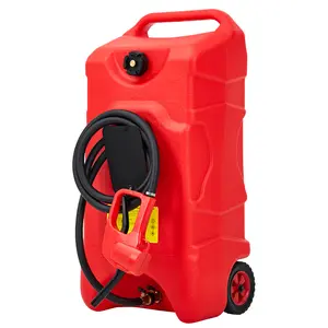 Heavy-Duty Portable Gas Tank 16 Gallon – Manual Transfer Pump, 10FT Hose, Leak-Proof Design, Casters – Fuel Caddy for Lawn Mowers, Tractors, Boats, Snow Blowers