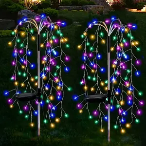 2-Pack Solar String Lights, Waterproof Outdoor Fireworks LED Lamps, 200 Leds, 8 Modes, Garden Path Patio Party Decor