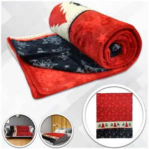 Red Snowflake Polyester Blanket - Soft Plush Material, 50x60in, Rolled Edge, Machine Washable, Holiday Gift Option