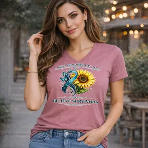 It’s a Beautiful Day to Believe Survivors Shirt – Teal Ribbon Awareness Tee, Support Survivors Graphic Shirt, V-Neck or Crew Neck