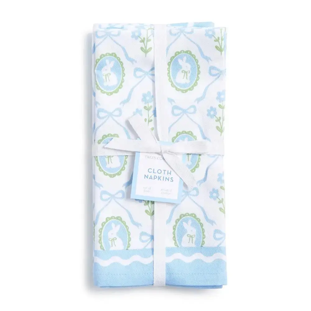 Bunnies and Bows Set of 4 Cloth Napkins