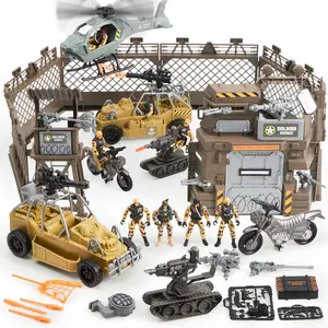 Military Base Toys Set Including Army Vehicles, Army Men Action Figures and Weapon Gear Accessories Military Combat Toys