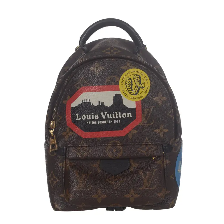 Pre-owned Louis Vuitton Coated Canvas Backpacks World Tour Palm Springs Mini Monogram CPU0805