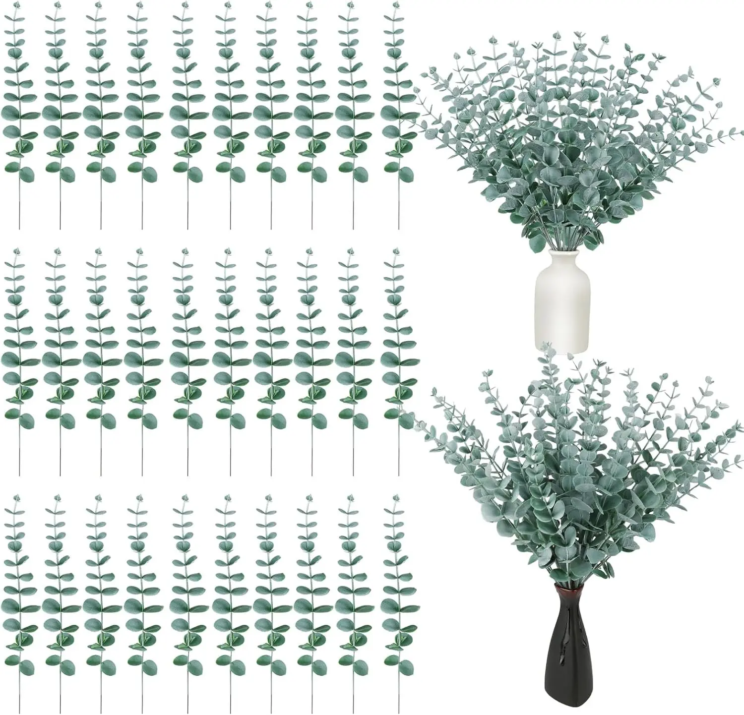 Set of 30 Artificial Eucalyptus Branches, Artificial Eucalyptus Leaves, Silver Dollar Plants, Artificial Eucalyptus Stem, Advent Wreath Decoration for Home, Table Decoration, Wedding Parties