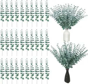 Set of 30 Artificial Eucalyptus Branches, Artificial Eucalyptus Leaves, Silver Dollar Plants, Artificial Eucalyptus Stem, Advent Wreath Decoration for Home, Table Decoration, Wedding Parties