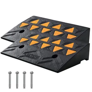fathersdaygift VEVOR Rubber Curb Ramp 2 Pack, 4.3 Rise Height Heavy-Duty 33069 lbs/15 T Capacity Threshold Ramps, Driveway Ramps with Stable Grid Structure for Cars, Wheelchairs, Bikes, Motorcycles