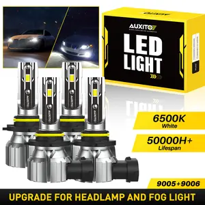 AUXITO 9005 9006 Combo LED Headlight High Low Beam Bulbs Kit 6500K Super White Bright