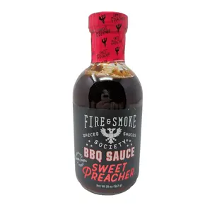 Fire & Smoke Society Sweet Preacher BBQ Sauce 20 Ounce Glass Bottle