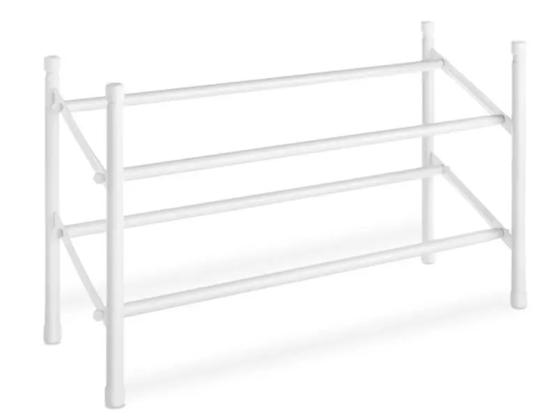 White Stackable-Expandable Shoe Organiser, 24x45in Stackable Rack for Home Storage & Organization