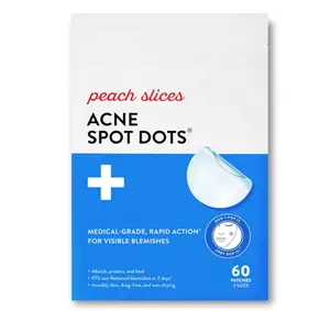 Peach Slices | Acne Spot Dots | Hydrocolloid Acne Patches | For Zits, Blemishes, & Breakouts | Vegan | Cruelty-Free | Pimple Patches | Facial Skin Care Products | 3 Sizes (7mm, 10mm, & 12mm) | 60 Ct