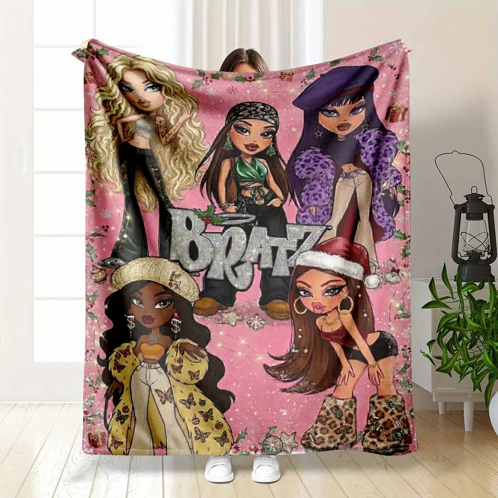 Y2K Fashion Dolls Pink Aesthetic Flannel Blanket Ultra Soft Cozy Plush Throw For Couch Bedding Winter Dorm Room Decor Teen Girl Holiday Gift