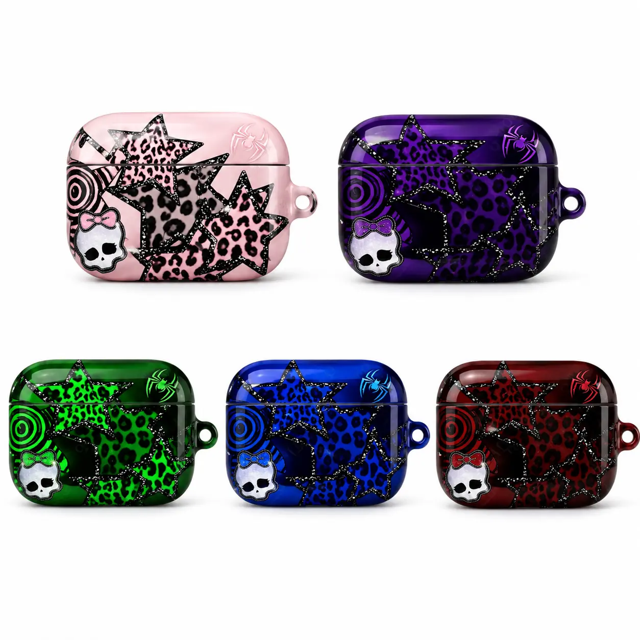 Monster H1gh Leopard Glitter Star Airpods Case Y2K Pastel Goth Alt Aesthetic Airpods Cover For Airpods 1 2 3 4 Pro 1 2 3