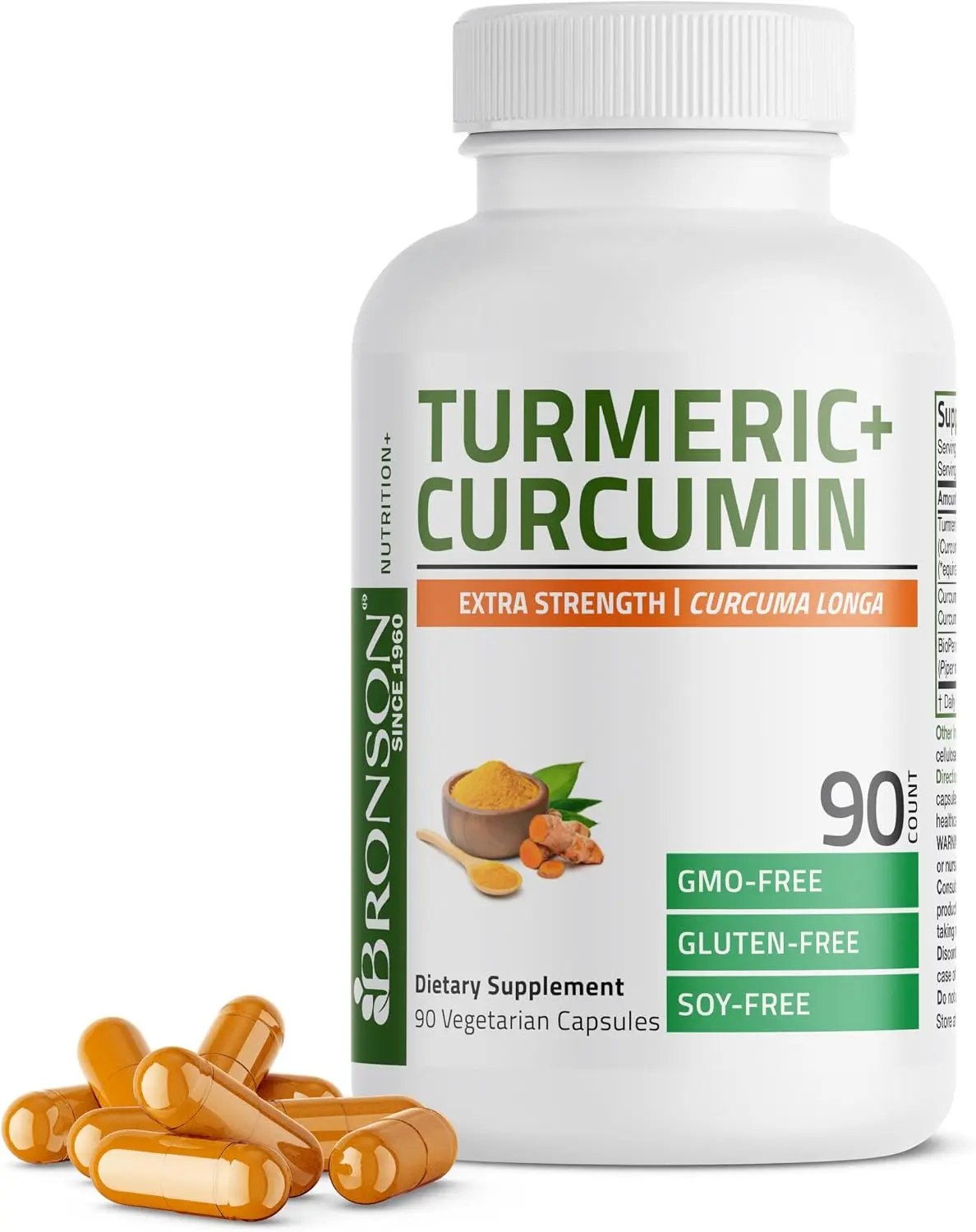 Bronson Turmeric Curcumin Extra Strength - Antioxidant, Joint & Digestion Support with BioPerine, Non-GMO, 90 Vegetarian Capsules