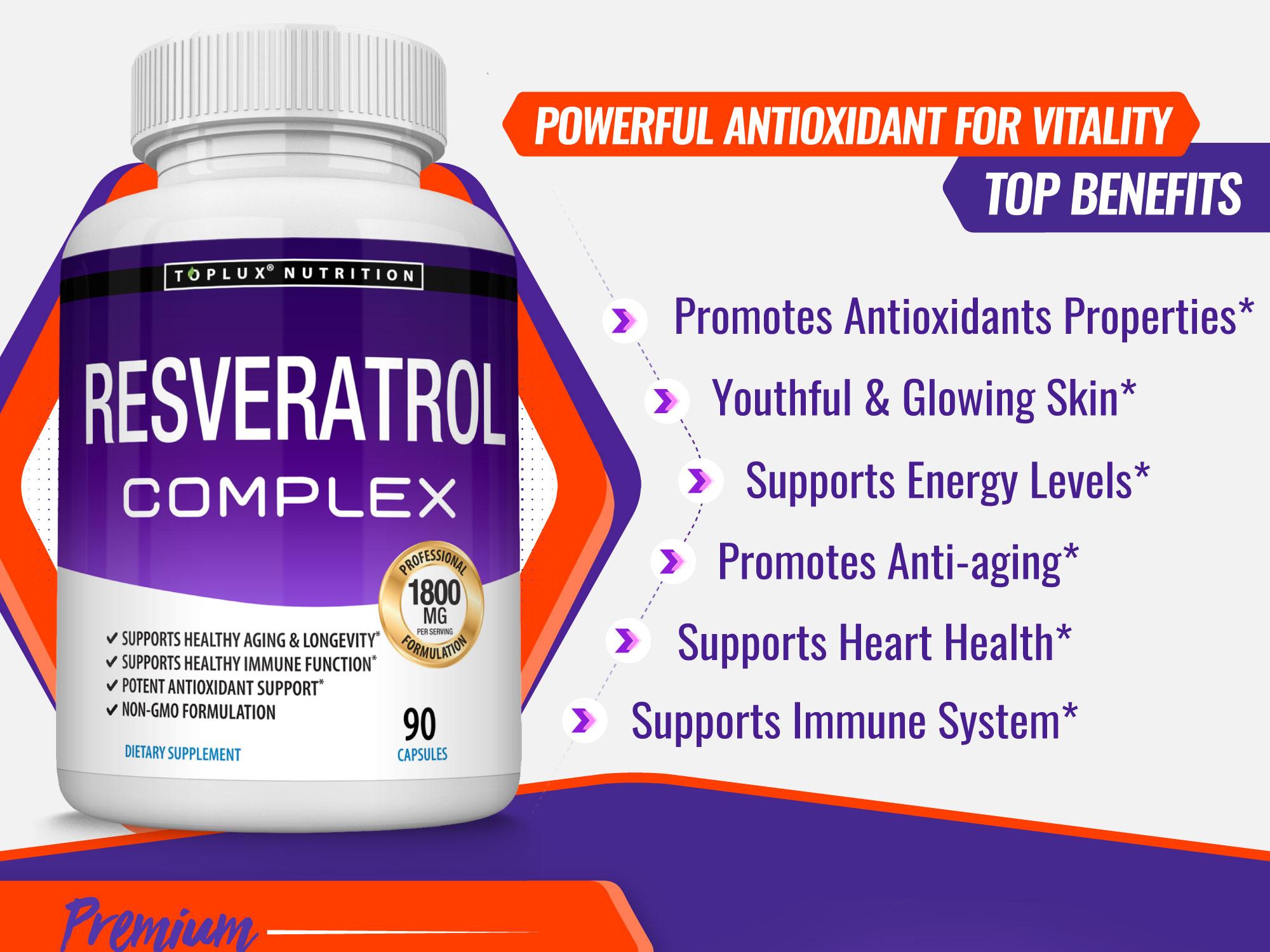 Resveratrol Supplement 1800mg Natural Antioxidant