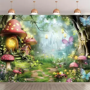 1pc Fairyland Backdrop Studio Wall Decor Style Multiple Sizes Durable Printing Perfect for Live Streaming Background Party Decoration Birthday Anniversary Room Garden Yard
