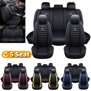 Front Rear Full Set Protector Car Seat Cover Wear Resistant for All Seasons Five Seater PU Leather Soft Comfortable Scratch Resistant Easy to Clean Fully Wrapped Car Seat Protective Cover