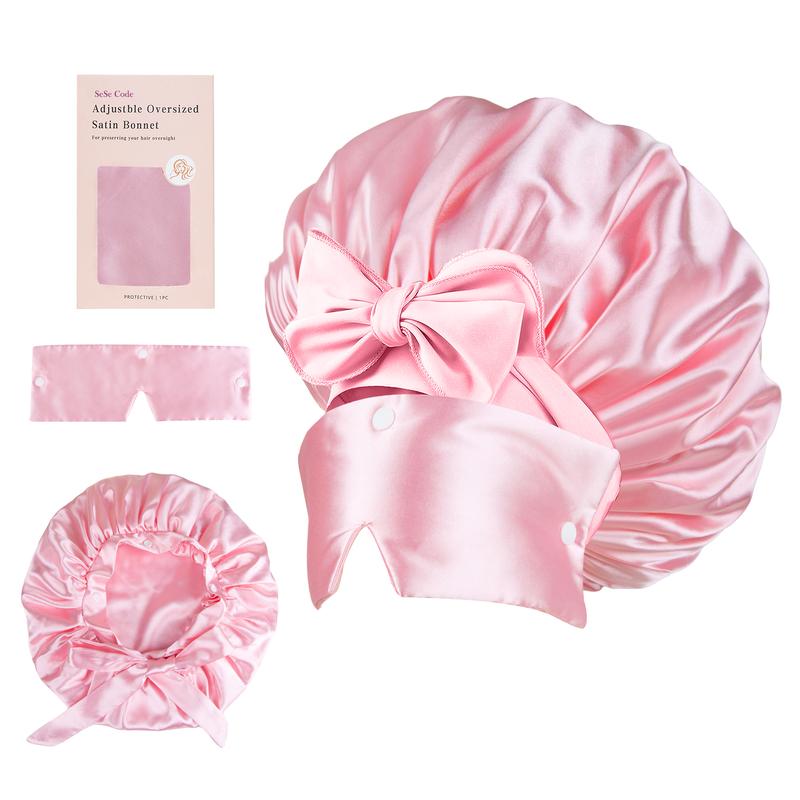 SeSe Code Store Satin Hair Bonnet for Sleeping with Detachable Eye Mask - Non-Slip Hair Wrap for Curly Hair