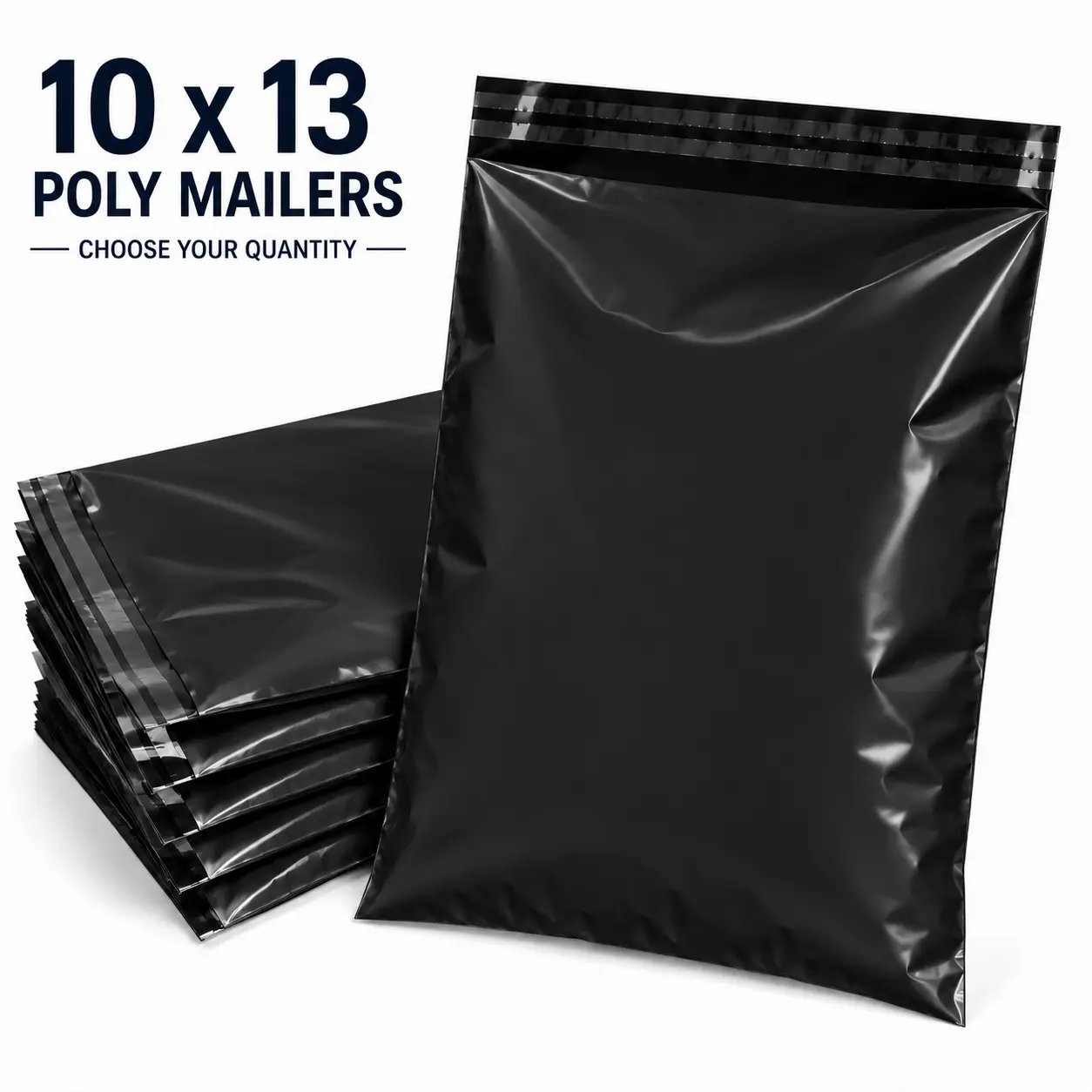 Poly Mailers 10x13 in Black Self-Seal Shipping Bags, Waterproof Tear-Resistant Mailing Envelopes for Small Business, Clothes Packaging & Office Postal Supplies