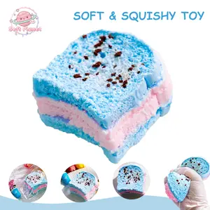 Strawberry Sea Salt Toast - Soft and Slow-Rebound Sensory Toy, Food-grade Silicone,  Suitable for Adults and Teenagers, Relieves Anxiety, Holiday and Easter Gift dessert squishy fidget entertainment party relaxation， Mother's Day Gift