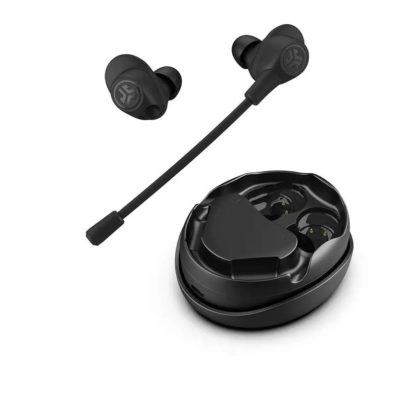 JLab Work Buds True Wireless Earbuds with Detachable Boom Mic, Black, 55+ Total Hours Playtime, USB-C Charging Dock