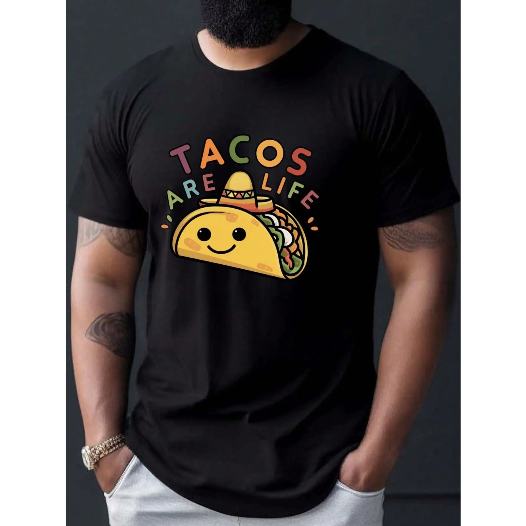 Tacos Are Life" Men's T-Shirt - Casual Crew Neck.Short Sleeve.Breathable Polyester - Perfect For Sum graphic tees men crop tops summer outfits for men summer tops T-Shirt