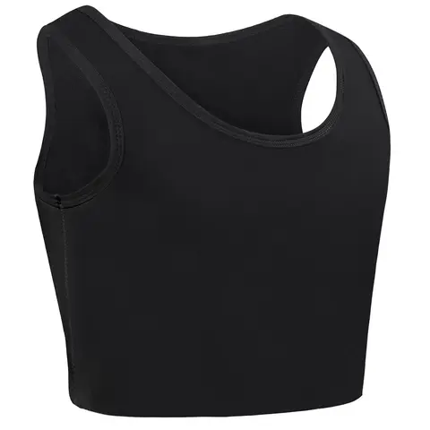 CuteStreet Women's FTM Basic Casual Cropped Compression Tank Top - Sleeveless, Solid Crew Neck, Pull-On Close, Natural Contour Fit, Breathable Soft Cotton Blend Shapewear Undershirt with Snug Support for Daily Wear