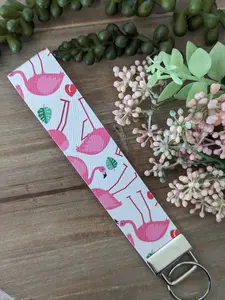 Flamingo Faux Leather Wristlet