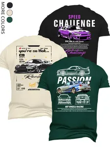 3-Pack JDM Car Culture Graphic T-Shirts | Racing Sport Streetwear Casual Tees Set for Car Enthusiasts