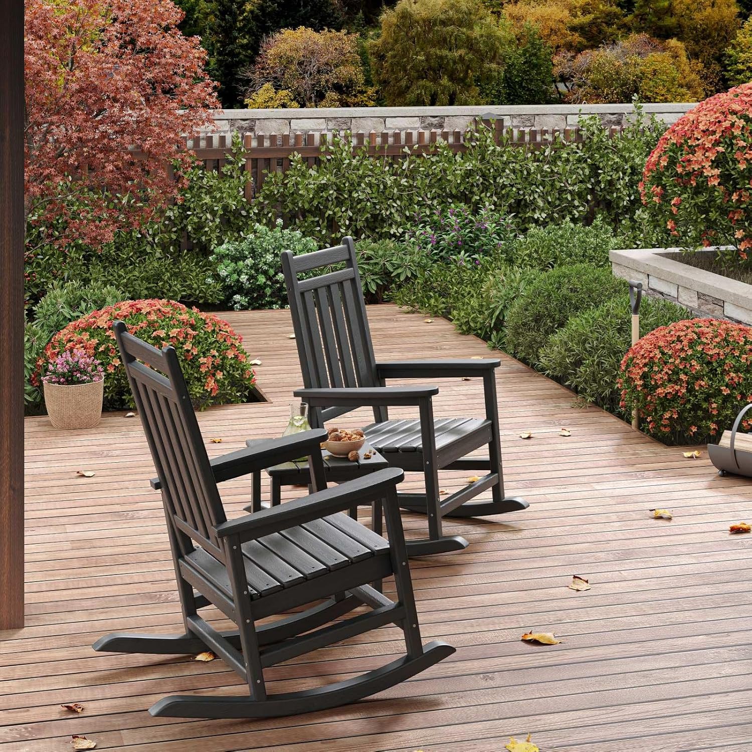 Poly Lumber HDPE Plastic Adirondack Porch Rocking Chair Set, High-Back All-Weather Durable Outdoor Living Patio Backyard Furniture for Adults, Outdoor Living Furniture, Porch Rocking Chairs