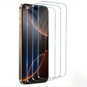 3 Pack Apple Transparent Tempered Glass Screen Protector, Bubble-Free, Easy to Install, Durable, Compatible with Apple Screens Smartphone