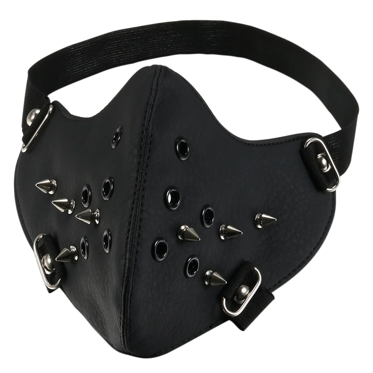 OIDEA Studded Half-Face PU Leather Biker Rock Mask with Strap - Punk Rivet Adult Halloween Cosplay Accessory, Outdoor Riding Gear, Festive Gift for Men, Men's Accessories