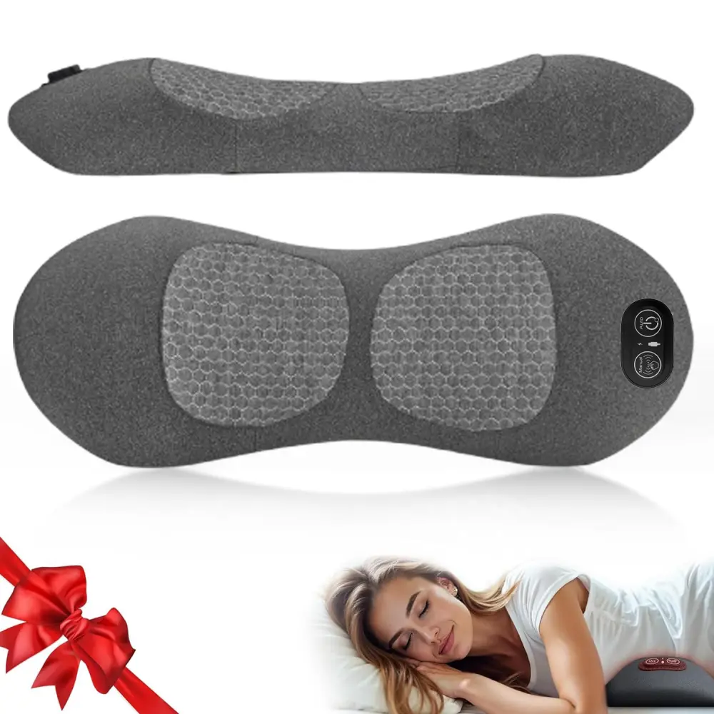 3-in-1 Back Massager with Heat & Vibration, Upgraded Spine Massage Pillow for Lower Back, Deep Tissue Relaxation for Home and Office Use