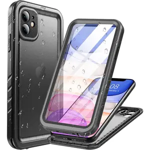 Compatible with Waterproof iPhone 11 case, Built-in Screen Protector, Full-Body Rugged Bumper Sealed Case Cover, Shockproof Dustproof Waterproof Case for iPhone 11 6.1 inch (Black)