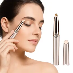 2In1BeautyHack Trending Eyebrow Trimmer TikTok - Rechargeable Portable Hair Remover with LED Light, Stainless Steel Blade & Anti-Allergenic Design for Peach Fuzz