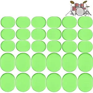 30 count Drum Dampeners Gel Pads Multicolored Soft Quality  Damper Pads Drum Silencers Mute Pads for Drums Cymbals Tone Control (Green 30 count)