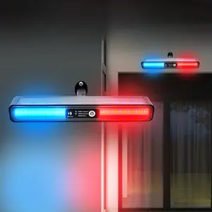 Solar Powered LED Light, LED Warning Light, Outdoor Garden Wall Decoration Courtyard Wall Light, Red and Blue Roadblock Lights, Outdoor Lighting