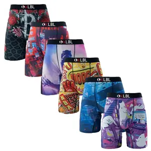 6Pcs KXLBL Sexy Printed Men Underwear Boxer Shorts Underpants Breathable Man Panties Lingeries Plus Size Boxer Briefs S-XXXL Outdoorfun Fathersdaygift