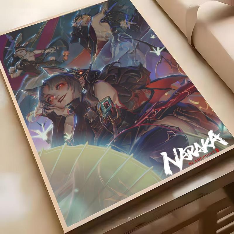 Martial arts Action game N-Naraka Bladepoint Poster Wall Prints for Living Room Bedroom Office Home Decoration Gift decoration for bedroom bar parlor home decor gift fade-Resistant, Non-sticky, vibrant  Anime Movie Wall print poster