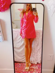 Neon Pink Sequin Blazer Dress