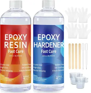 Clear Epoxy  Kit 16oz, Bubble-Free, Anti-Yellowing, Self Leveling Easy Mix 1:1 Coating and Casting  for Table Top, Molds, Tumbler Crafts, Painting, , DIY Gifts