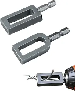 2pcs Electric Drill Wire Twisting Tool, Upgrade Heavy Duty Wire Twisters for Drill, Wire Twisters Too with 1/4 Hex Shank, Wire Twisting Tool for Fencing, Rebar Tying and Construction (Silver)