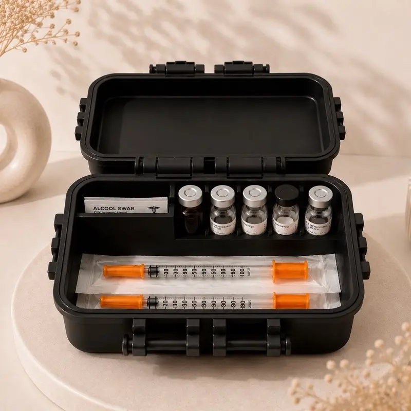Portable Peptide & Insulin Storage Case – Travel Organizer for Vials, Syringes and Medication Supplies
