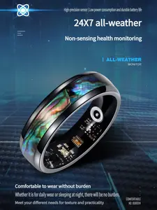 Colorful Abalone Shell Smart Ring, Step Counter Fitness Tracker, Sleep Monitor, Rechargeable USB, Wireless, Battery-Powered
