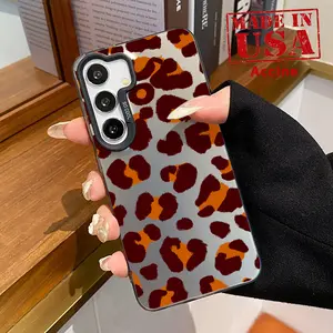 Case Compatible with Galaxy S23 Ultra S24 Plus S25 S22+ Brown Leopard Patterned Anti-Scratch Military-Grade Drop Protection Slim Cover Cellphone Protective