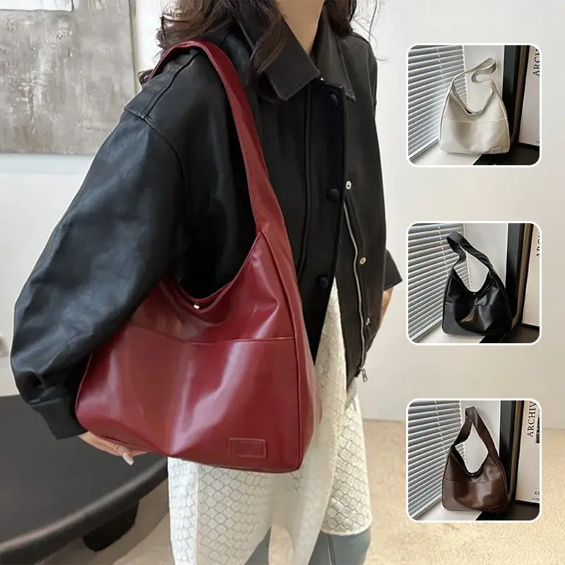 Vintage-Inspired Hobo Bag – Soft PU Leather Shoulder Tote with Spacious Design for Effortless Fall & Winter Style