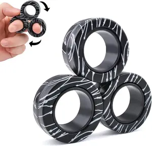 3 PCS Magnetic Rings Fidget Toys Set for Teens Anxiety Magnetic Finger Spinner for Adults and Kids Coolest Magnet Stress Relief Toy Birthdays Gifts