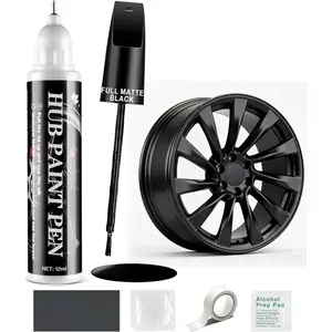 Full Matte Black Rim Repair Kit, Wheel  and Rim   Up Pen for Curb Rash, Universal Alloy Wheel Scratch Repair for  and Scuffs,  Accessories (Full Matte Black)